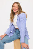 Camisa de rayas azul oversize para mujer