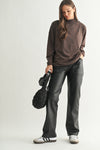 Pantalón Negro Mujer Imitación Piel Vegana | Wide Leg con Bolsillos