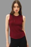 Top Tejido Rojo Vino Burgundy de Tirantes Acanalado para Mujer