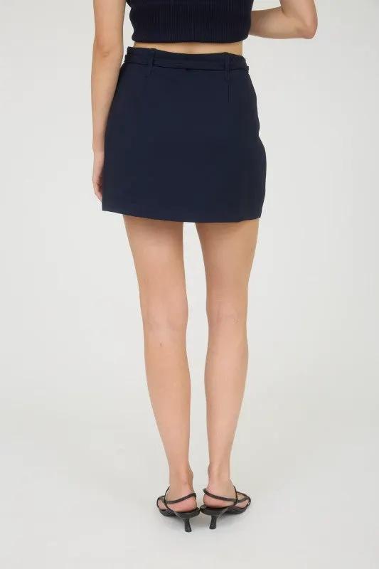 Falda Mini Azul Elástica con Cinturón by Blu Pepper