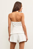 Romper Halter Blanco Mujer Elegante con Botones | Mono Corto Sin Espalda