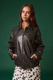 Chamarra Oversize de Cuero Sintético 🖤 Estilo Urbano Moderno | Oversized Faux Leather Jacket