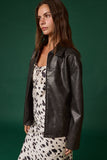 Chamarra Oversize de Cuero Sintético 🖤 Estilo Urbano Moderno | Oversized Faux Leather Jacket
