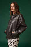 Chamarra Oversize de Cuero Sintético 🖤 Estilo Urbano Moderno | Oversized Faux Leather Jacket