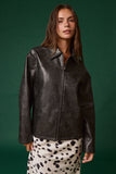 Chamarra Oversize de Cuero Sintético 🖤 Estilo Urbano Moderno | Oversized Faux Leather Jacket