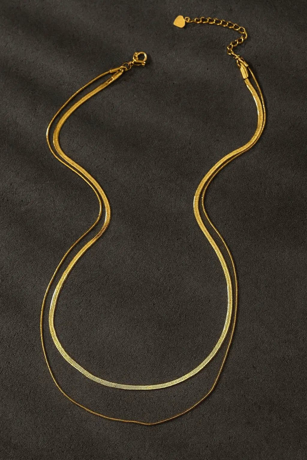 Water Proof Two Layer Herringbone Chain Necklace by LA3accessories