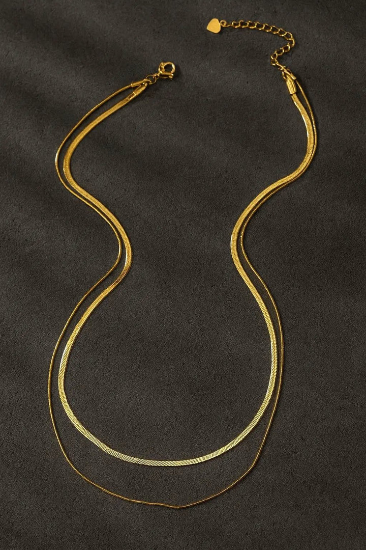 Water Proof Two Layer Herringbone Chain Necklace by LA3accessories