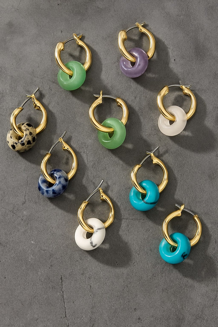 Arracadas de Oro con Piedras Naturales - Elegancia Artesanal para Ella