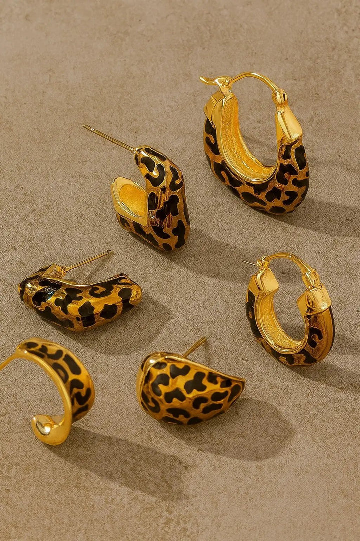 Aretes Leopardo acero inoxidable cuadrado by LA3accessories