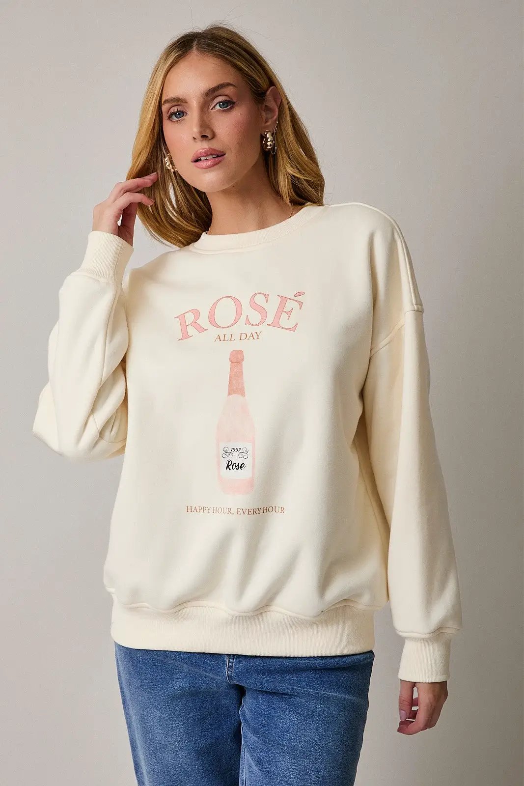 Sudadera Rosa "Rose" de Felpa para Mujer by Sunday Edition by LE LIS
