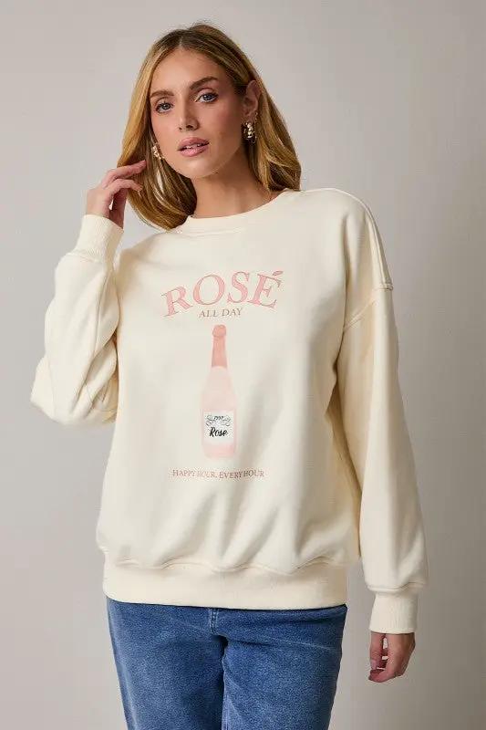 Sudadera Rosa "Rose" de Felpa para Mujer by Sunday Edition by LE LIS
