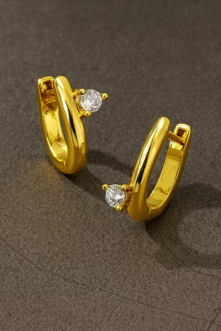 Pendientes de aro Huggie con diamantes de imitación resistentes al agua