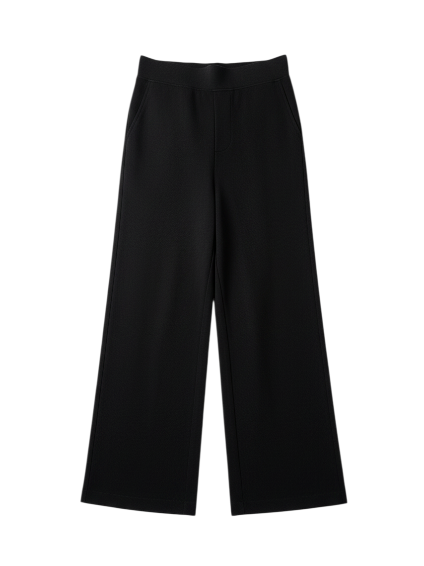 Pantalones Largos de Pierna Ancha Color Negro