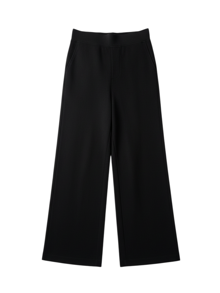 Pantalones Largos de Pierna Ancha Color Negro