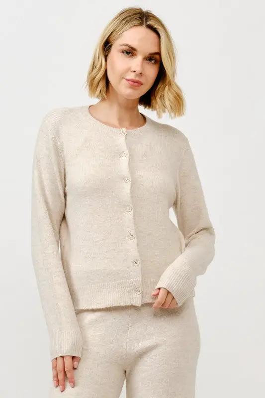 Cárdigan Sueter Abotonado Cuello Redondo Cielo para Mujer Beige by Cielo