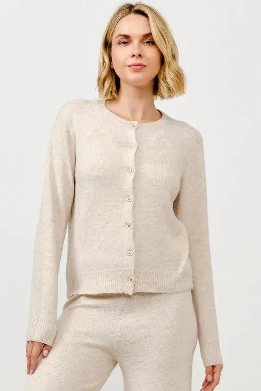 Cárdigan Sueter Abotonado Cuello Redondo Cielo para Mujer Beige by Cielo