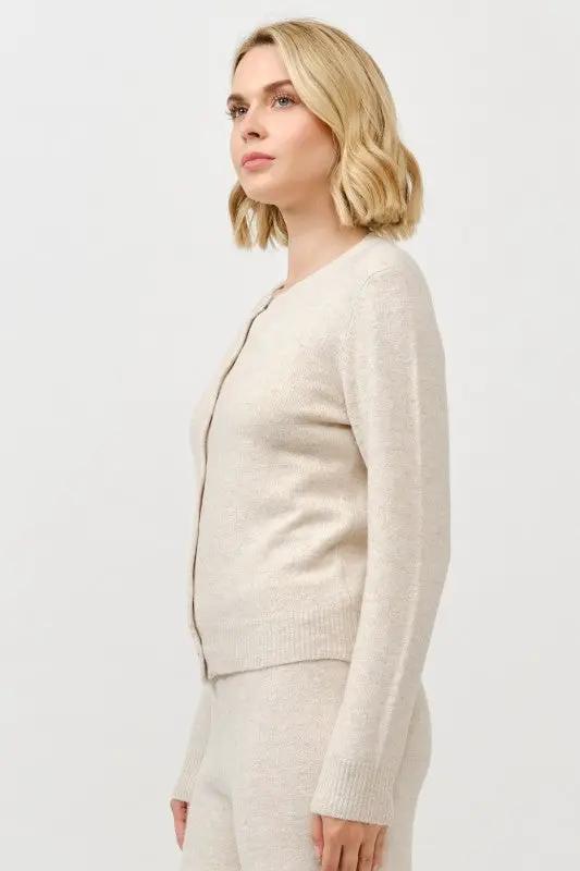 Cárdigan Sueter Abotonado Cuello Redondo Cielo para Mujer Beige by Cielo