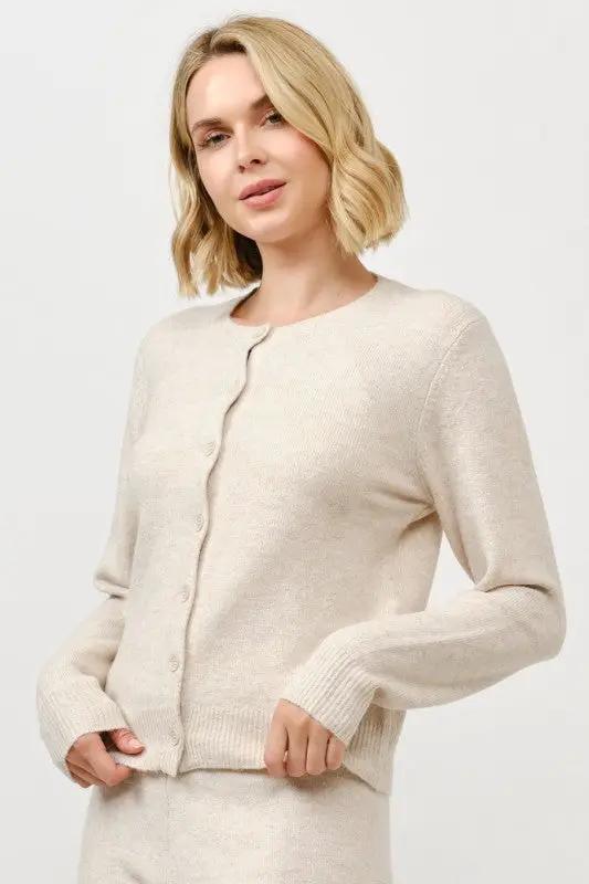 Cárdigan Sueter Abotonado Cuello Redondo Cielo para Mujer Beige by Cielo
