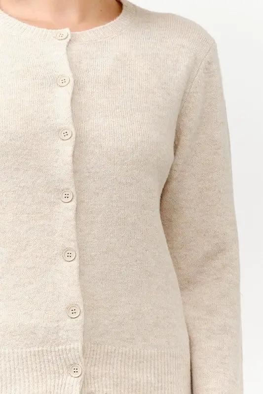 Cárdigan Sueter Abotonado Cuello Redondo Cielo para Mujer Beige by Cielo