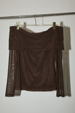Blusa Cafe off shoulder de manga larga con brillo para mujer | Top elegante ajustado color café metálico