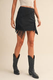 Falda mini de gamuza Negra con flecos – estilo western