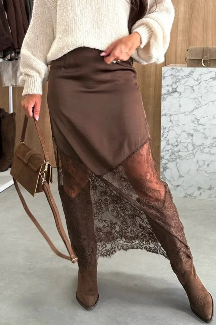Falda Midi de Encaje Transparente by De Vave