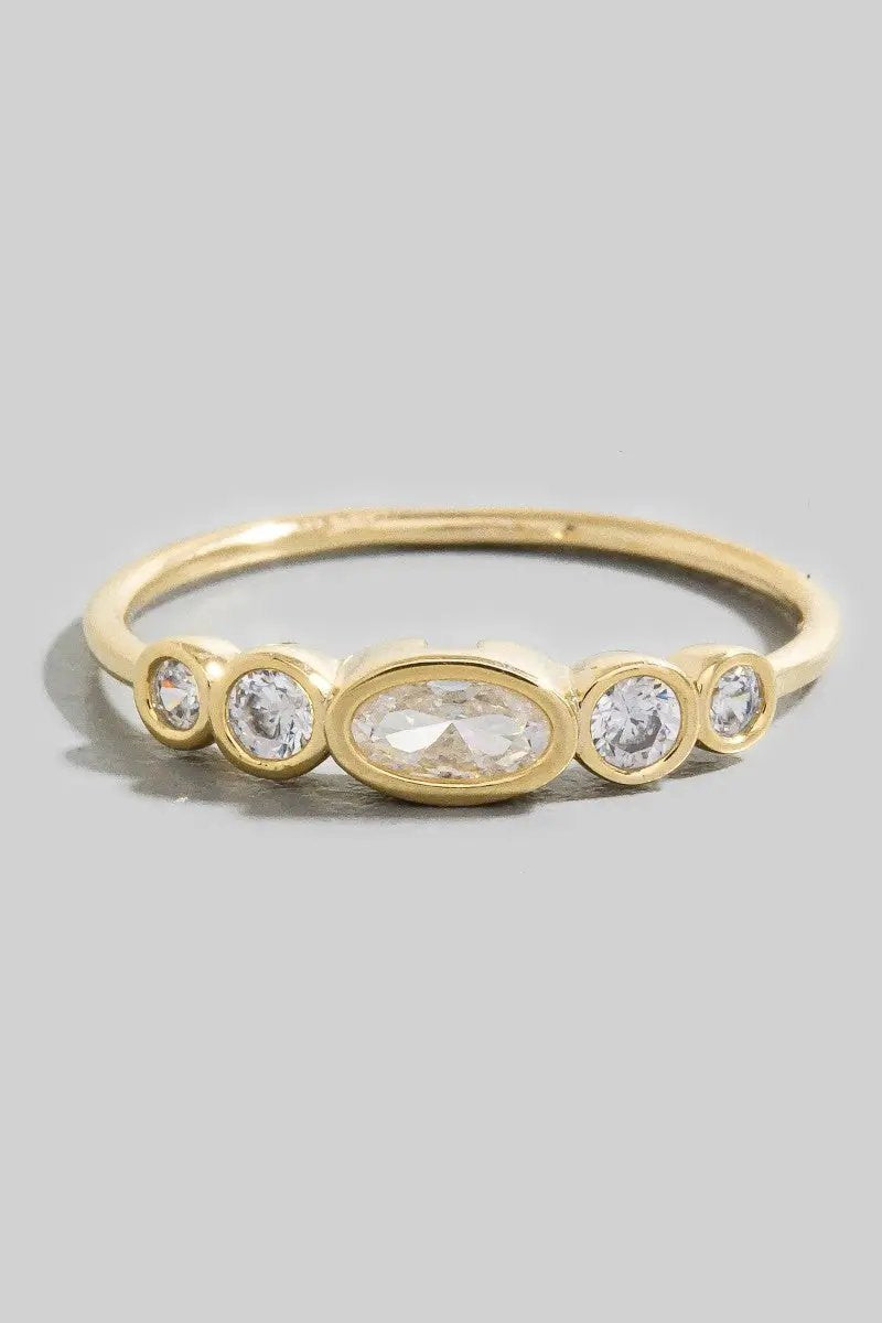 Gold Dipped Cz Oval Station Ring by Fame Accessories