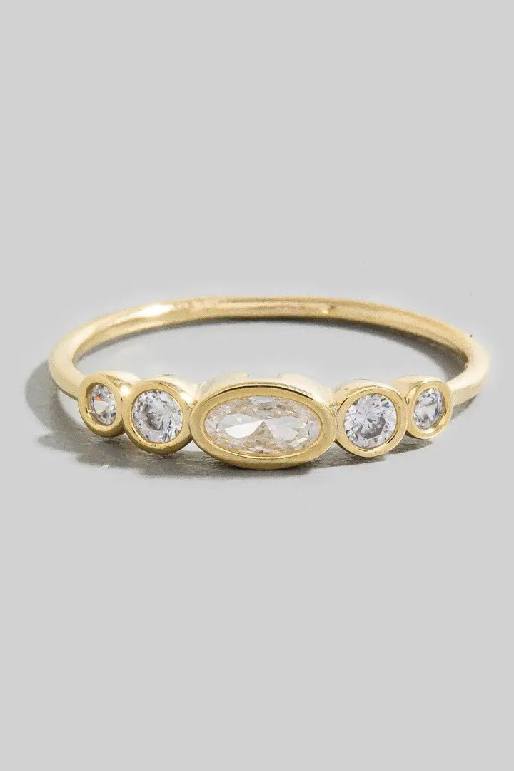 Gold Dipped Cz Oval Station Ring by Fame Accessories