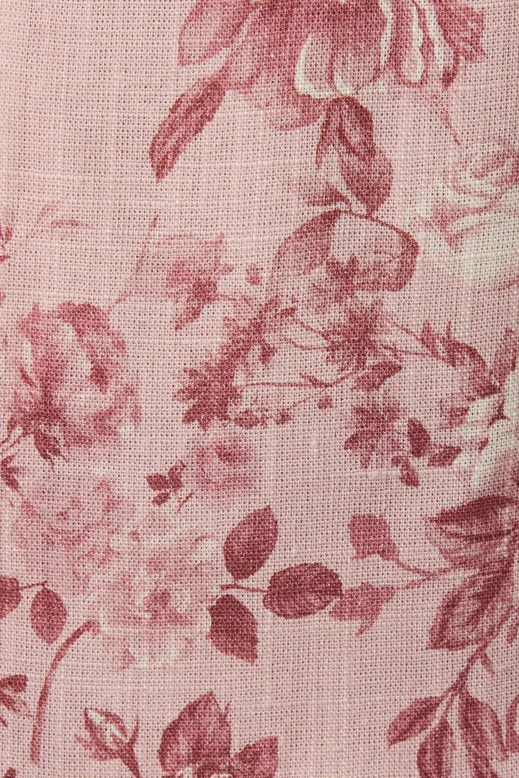 LE LIS Pink Rose Floral Spaghetti Strap Mini Dress – Linen Blend Ruched Bust Dress - Dresses