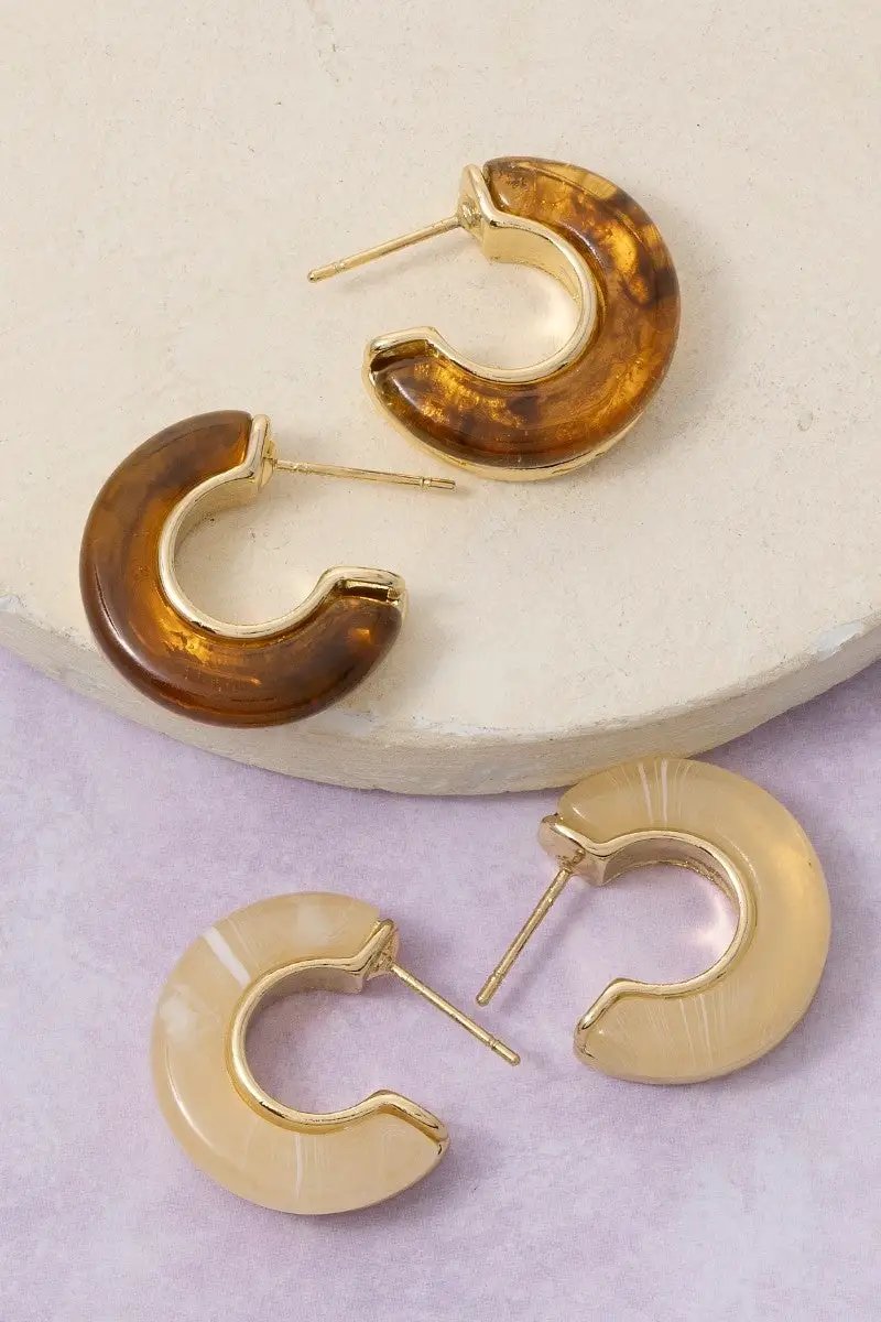 Pendientes de Aro Redondos de Resina by Fame Accessories