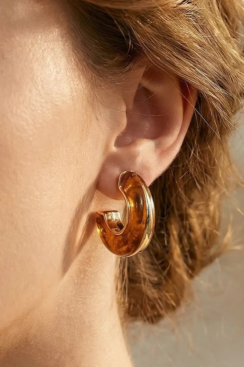 Pendientes de Aro Redondos de Resina by Fame Accessories