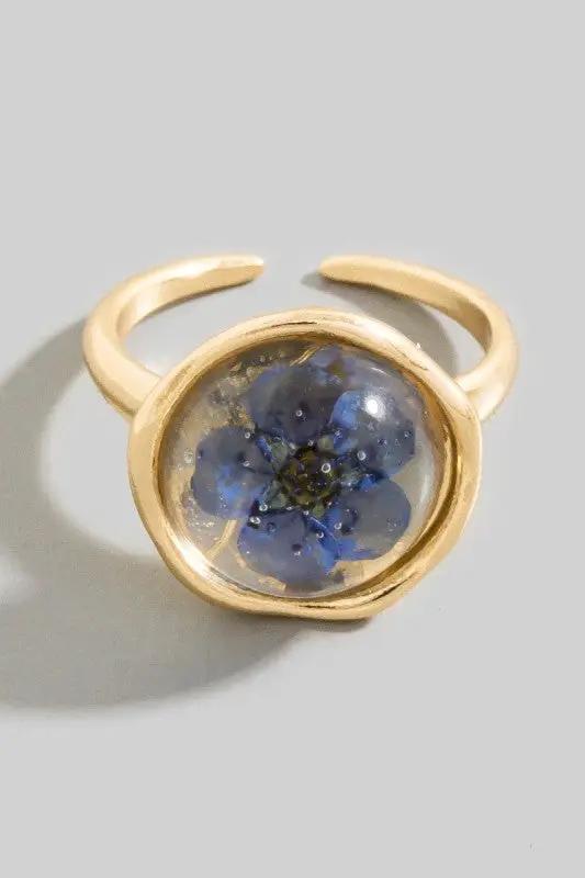 Pressed Flower Open Ring by Fame Accessories