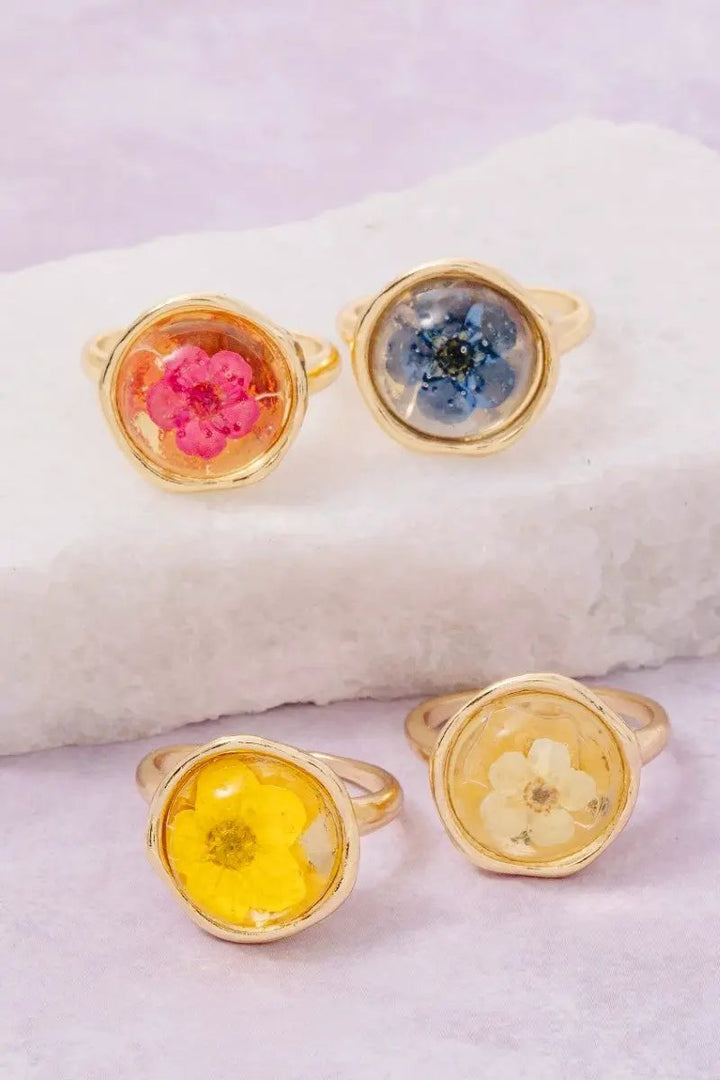 Pressed Flower Open Ring by Fame Accessories