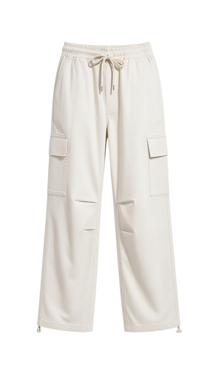 Pantalones Cargo Crema con Cintura Ajustable - Estilo Boutique