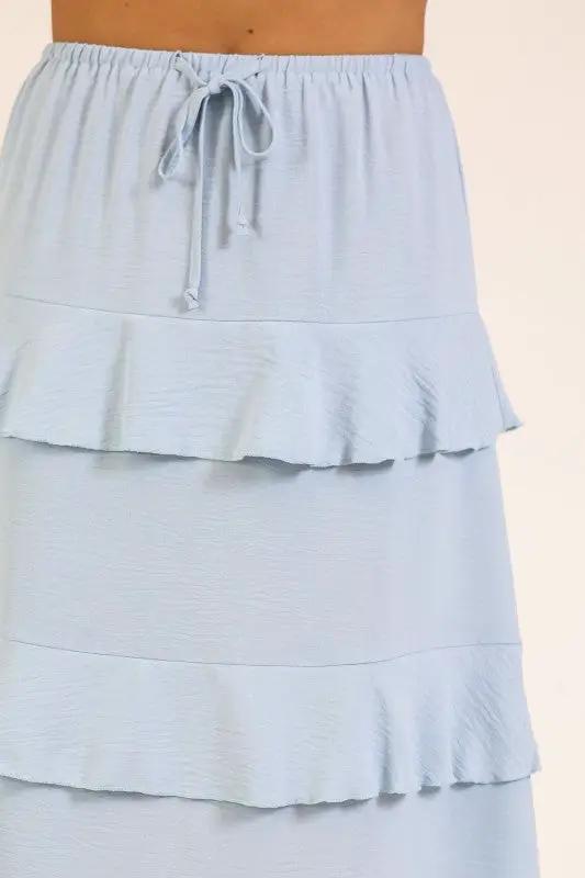Falda Midi de Dama con Volantes en Capas Estilo Boho Chic, Azul by TIMING