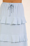Falda Midi de Dama con Volantes en Capas - Estilo Boho Chic, Color Blanco