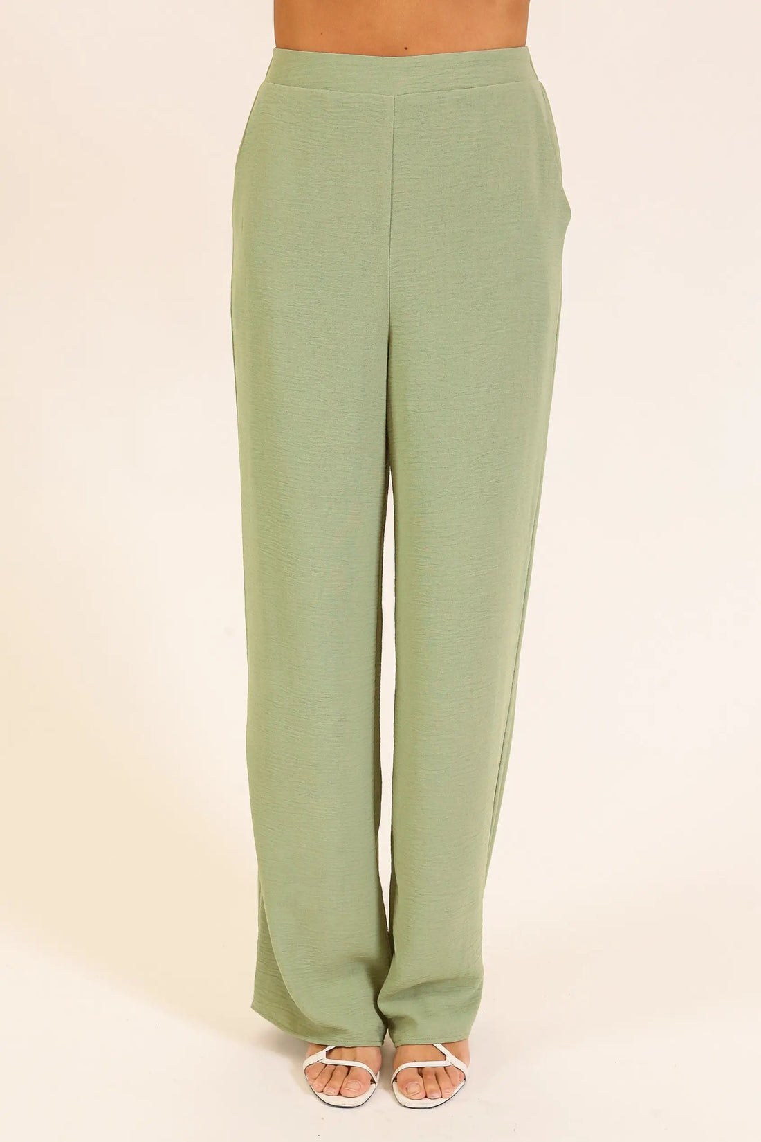 Pantalones Relajados de Textura Ligera verde by TIMING