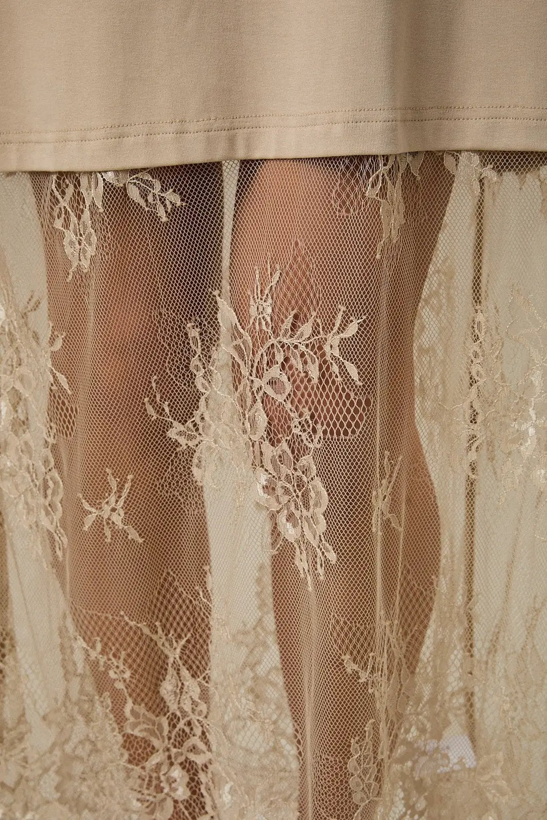 Sunday Edition Lace Hem T-Shirt Maxi Dress - Dresses