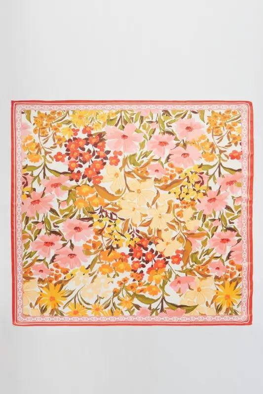 Colorful Flower Garden Print Square Bandana Scarf by Fame Accessories