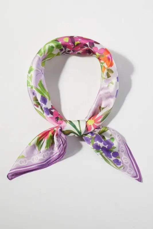 Colorful Flower Garden Print Square Bandana Scarf by Fame Accessories
