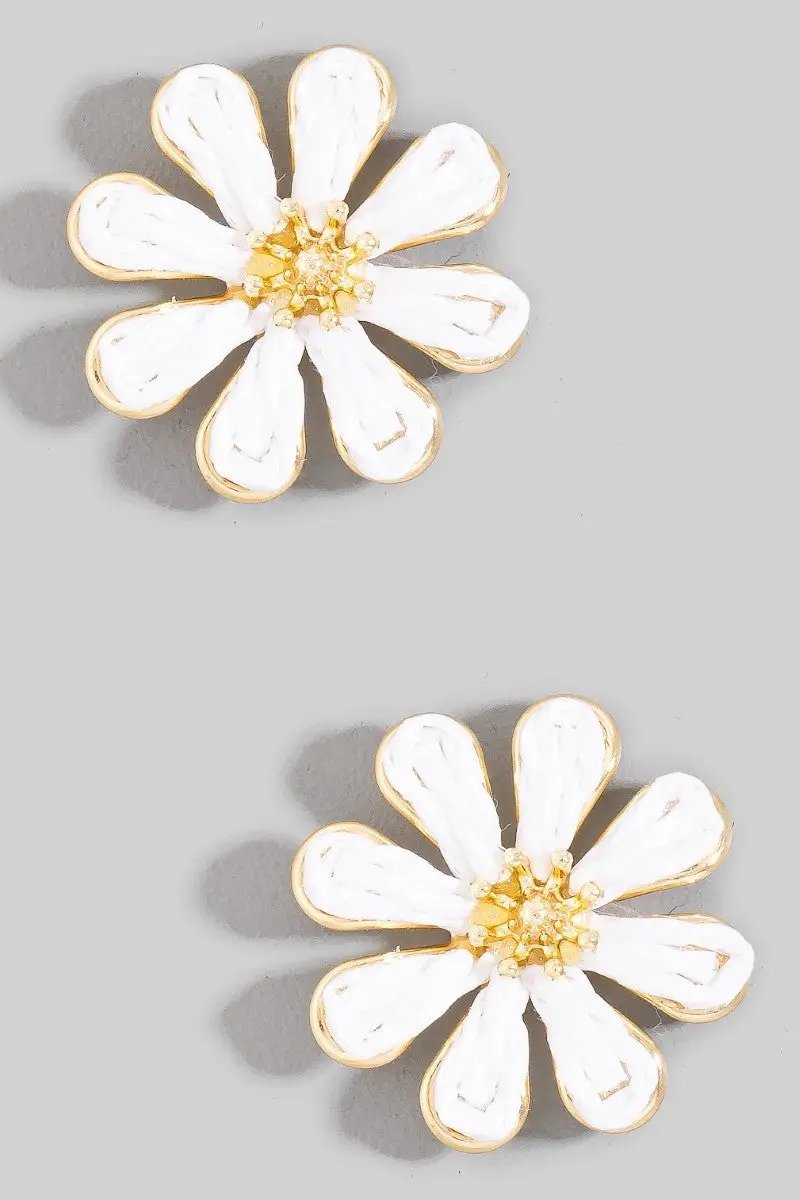 Pendientes de Botón con Flores de Rafia Multicolor by Fame Accessories