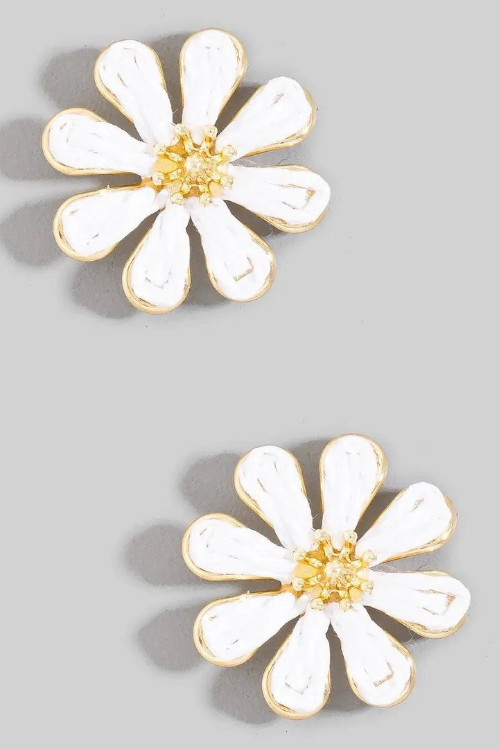 Pendientes de Botón con Flores de Rafia Multicolor by Fame Accessories