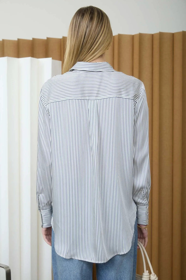 Camisa de Vestir con Pinstripe by Blu Pepper