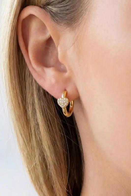 Arracadas de Corazón con Circonias en Baño de Oro by Fame Accessories