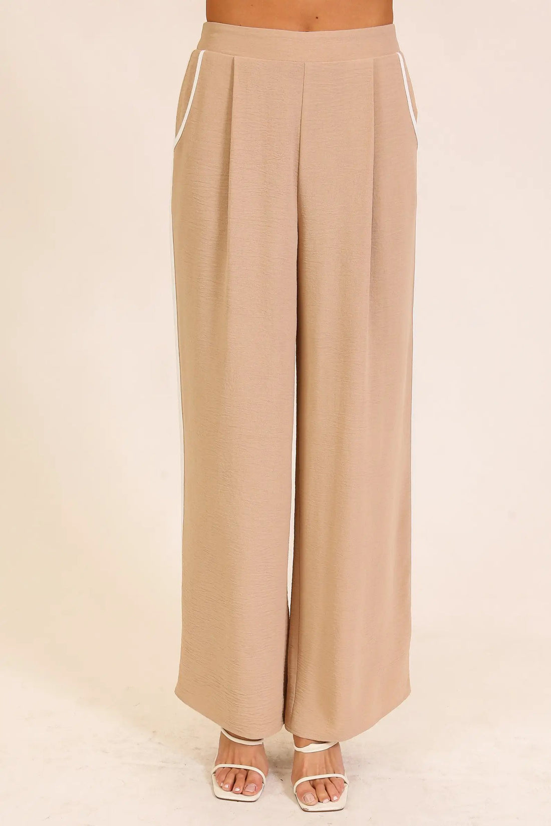 Pantalones Anchos Desert Muse con Contraste - Elegancia y Comodidad by TIMING