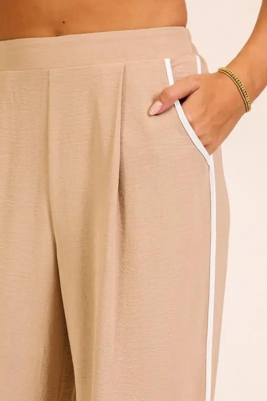 Pantalones Anchos Desert Muse con Contraste - Elegancia y Comodidad by TIMING