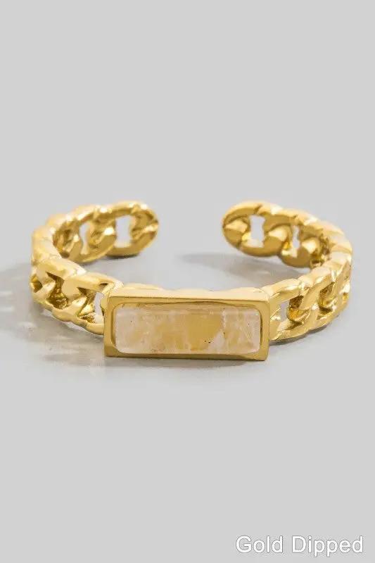 Stainless Steel Stone Chain Ring by Fame Accessories