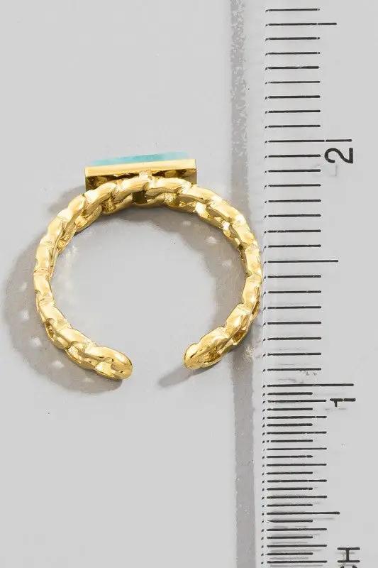 Stainless Steel Stone Chain Ring by Fame Accessories