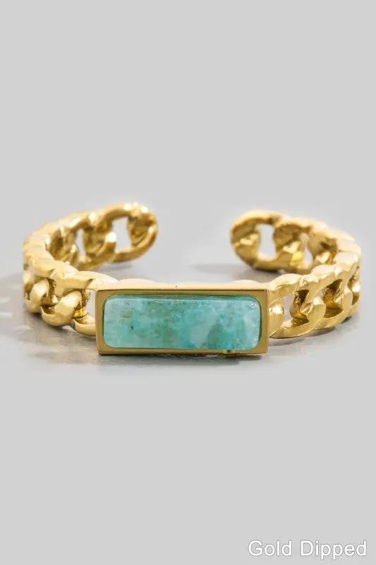 Stainless Steel Stone Chain Ring by Fame Accessories