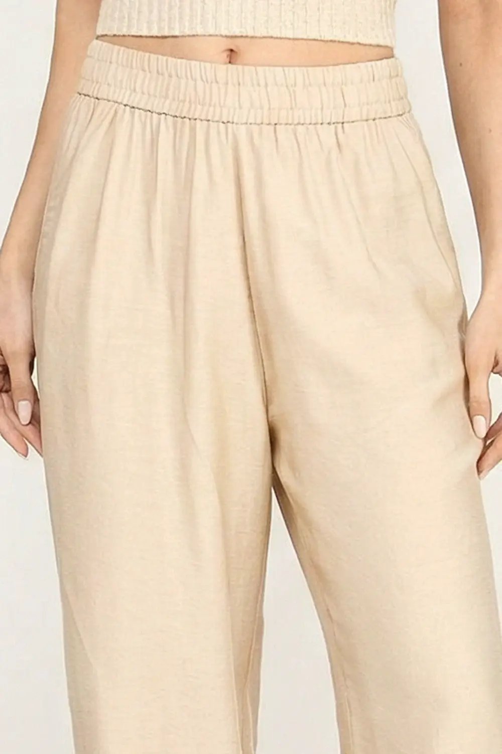 NEW MIX by TU / TRENDY U Pantalones de Lino de Pierna Ancha para Mujer - Pants